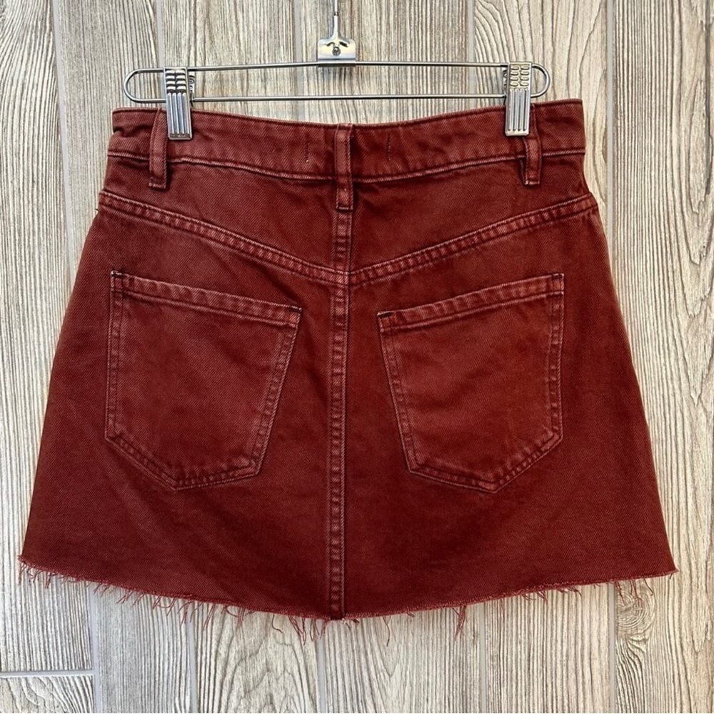 NEW! FREE PEOPLE ZIP FRONT Denim Skirt Chocolate NWT Size 24 Mini Jean S… - Picture 4 of 9